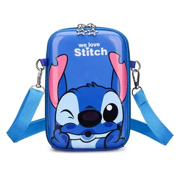Disney Lilo Stitch Cuboid Square EVA Сумка для монет через плечо, детская сумка через плечо, Регулируемый ремень, карман для отдыха и путешествий