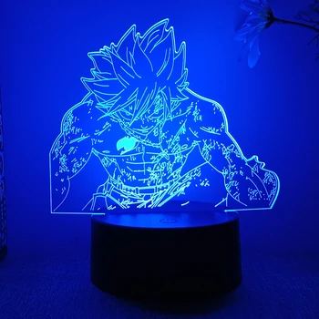 Fairy Tail Серый полноразмерный 3D светодиодный светильник для спальни, ночные огни, аниме Фигурка, Аватар, Декор комнаты, Милый подарок для влюбленных