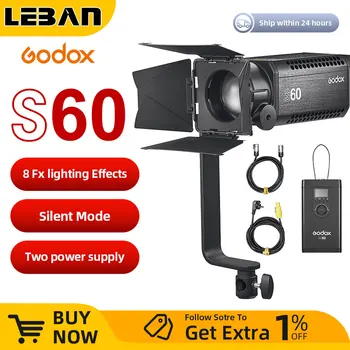 Godox S60 60 Вт Фокусирующий светодиодный фотосъемка с непрерывным регулируемым освещением Прожектор с дверью сарая для профессиональной фотосъемки