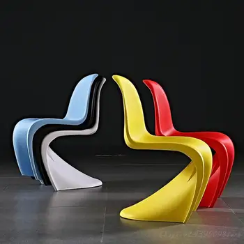 Ins Pandong Chair Пластиковое кресло для отдыха, обеденный стул S-типа Пластиковый стул, модный дизайнерский обеденный стул 2022
