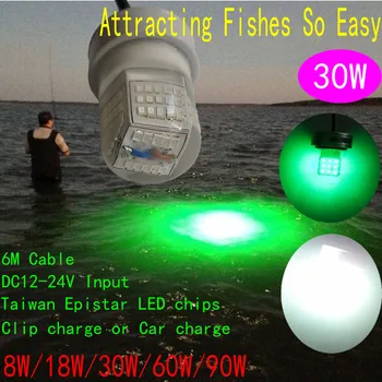 IP68 Подводный светодиодный фонарь для рыбалки, привлекающий рыбу, 30 Вт Рыболовная приманка для рыбалки на лодке