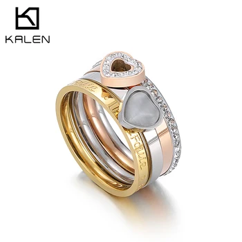 KALEN, 3 цветных камня, Красивое коктейльное кольцо для женщин, стильные украшения, Классный подарок девушке на День рождения, Новое поступление, модные кольца