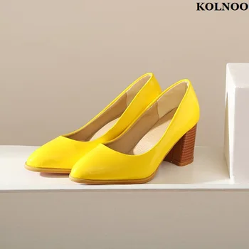 Kolnoo / Новое поступление, женские туфли-лодочки ручной работы в летнем стиле, повседневная одежда из лакированной кожи, модельные туфли для вечеринок, вечерние модные туфли-лодочки