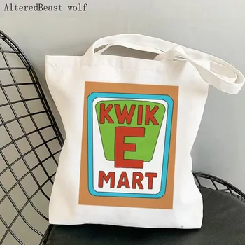 Kwik E Mart Simpsons Напечатали Пользовательскую сумку Harajuku, Женскую Хозяйственную сумку, Холщовую сумку для покупок, женскую сумку-тоут, Женскую сумку через плечо