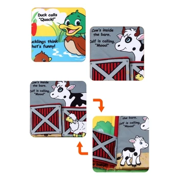 N80C Kids Crinkle Book Серия Cute Animals Книги Для Занятий Из Мягкой Ткани, Моющаяся Книга, Обучающая Ткань, Книга с Писком для Младенцев