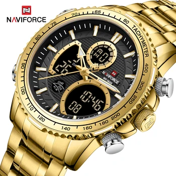 NAVIFORCE 2023, новые спортивные часы для мужчин, роскошные оригинальные наручные часы из нержавеющей стали, мужские военные водонепроницаемые часы с двойным дисплеем