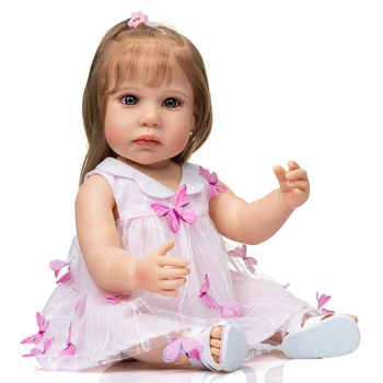 NPK 55 см Силиконовая мягкая на ощупь кукла Lilly для всего тела Reborn Princess Girl, ручная детальная роспись, мягкая на ощупь водонепроницаемая игрушка для ванны
