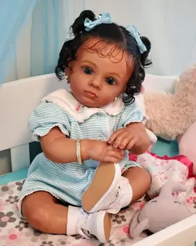 NPK 60 см Возрожденный малыш Тутти из темно-коричневой кожи, Кукла для девочки, Реалистичная, Мягкая на ощупь, высококачественная 3D-кукла для рисования кожи