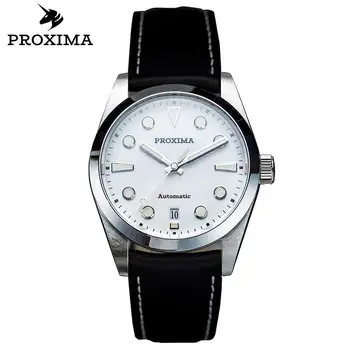 Proxima Мужские Автоматические часы 37 мм Винтажные Кожаные Спортивные Механические Наручные часы Sapphire PT5000 SW200 20Bar BGW-9 Lume Luxury