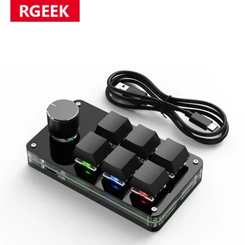 RGEEK USB Type C, пользовательская клавиатура, Макрос, 6 клавиш, 1 Ручка, программирование, RGB, игры, Photoshop, Hotswap, Мини-механическая клавиатура