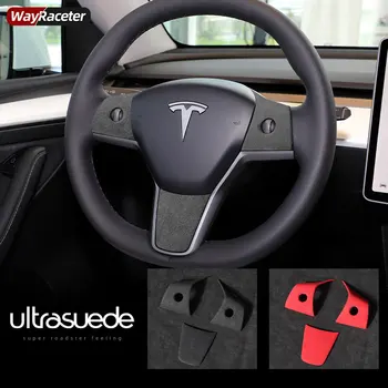 Ultrasuede Верхняя Замшевая Автомобильная Обертка ABS Накладка На Рулевое Колесо Наклейка-Накладка Для Tesla Model 3 & Y 2022 Performance Accessories