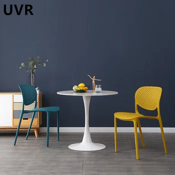 UVR Новые Ресторанные стулья, Легкие Роскошные Пластиковые стулья со спинкой, Стул для чая с молоком, Современные Компьютерные Офисные стулья, Стулья для домашней столовой