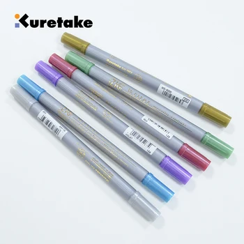 ZIG Kuretake WRITER Золотые, серебряные Металлические маркеры, ручки для каллиграфии MS-8000, японские ручки для надписей с двойным наконечником