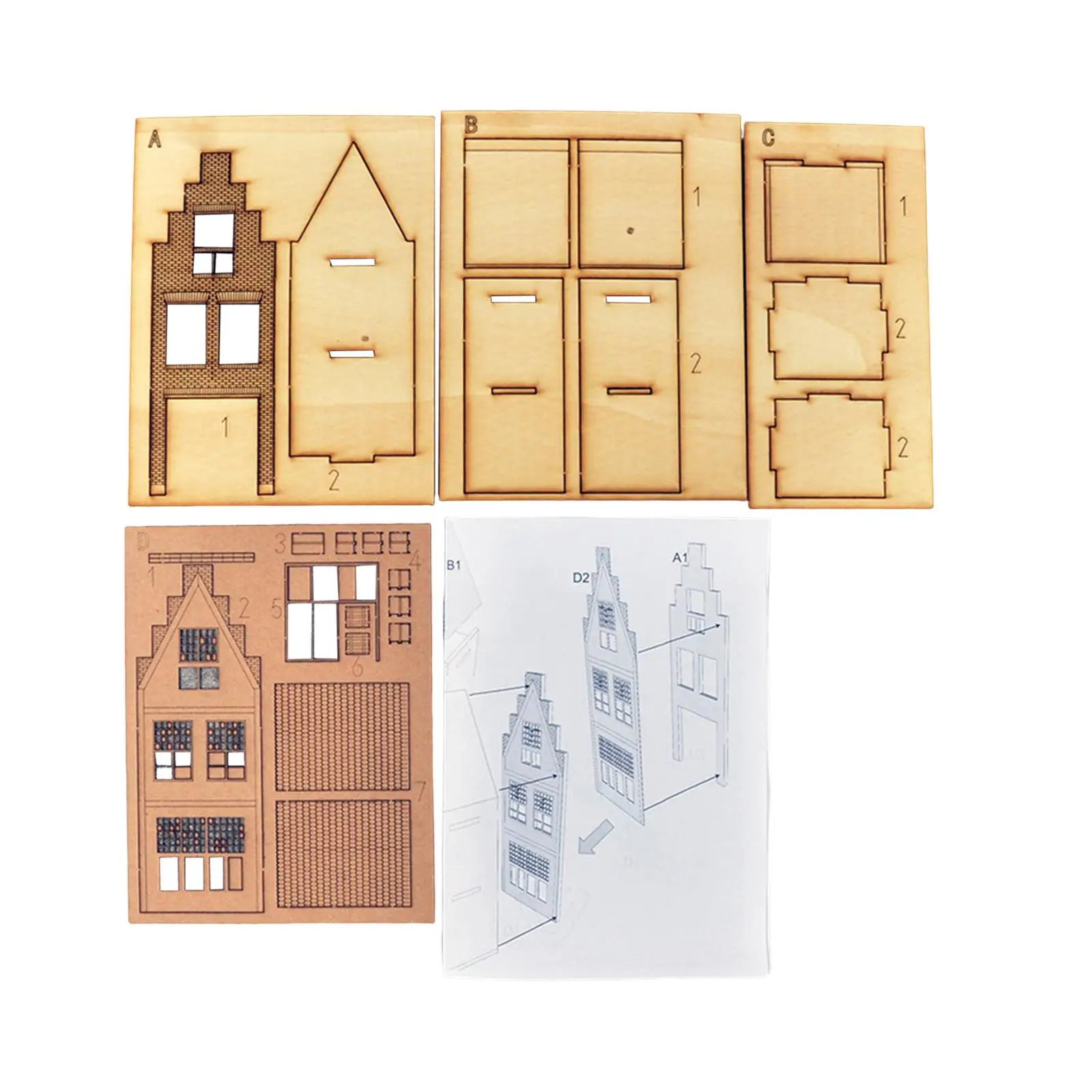 1/87 Модельный строительный набор дом в европейском стиле для ландшафтной диорамы Изображение 4