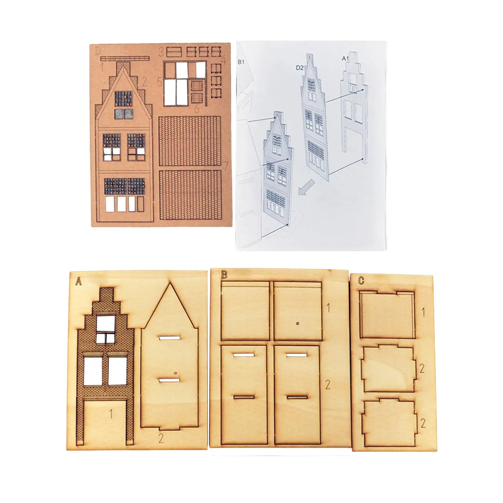 1/87 Модельный строительный набор дом в европейском стиле для ландшафтной диорамы Изображение 5