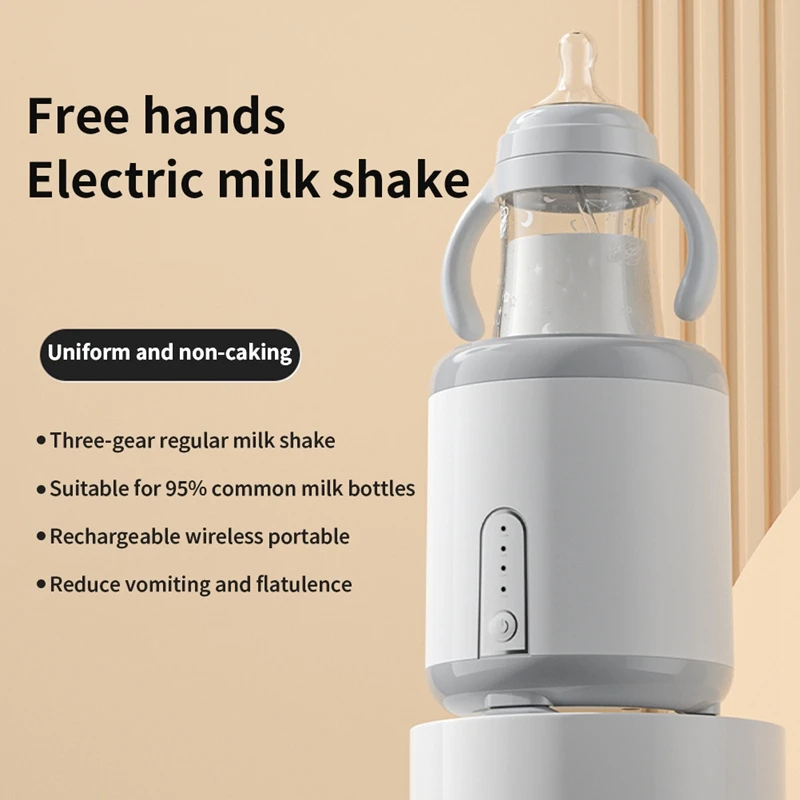 1 комплект 53-75 мм Электрический детский молочник, бутылочка для молока, миксер для молока, 1200 мАч, регулируемый с тремя передачами, перезаряжаемый белый Изображение 2