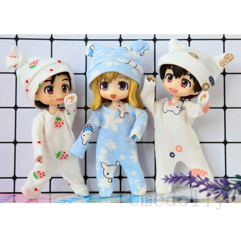 1 Комплект Прекрасной пижамы для куклы Obitsu 11 и спального колпака для куклы ob11, 1/12 пижамы для куклы BJD, аксессуары для одежды Изображение 2