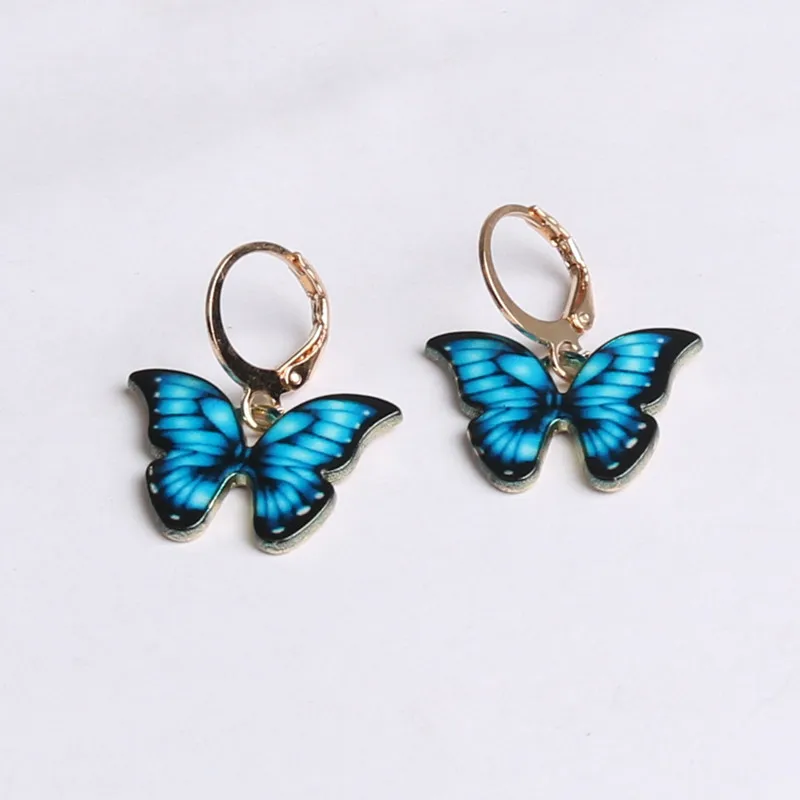 1 пара сережек-бабочек, разноцветные эмалевые серьги-бабочки, серьги с маленькими животными, ювелирные изделия Изображение 0