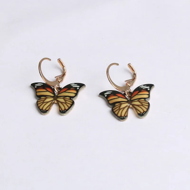 1 пара сережек-бабочек, разноцветные эмалевые серьги-бабочки, серьги с маленькими животными, ювелирные изделия Изображение 1