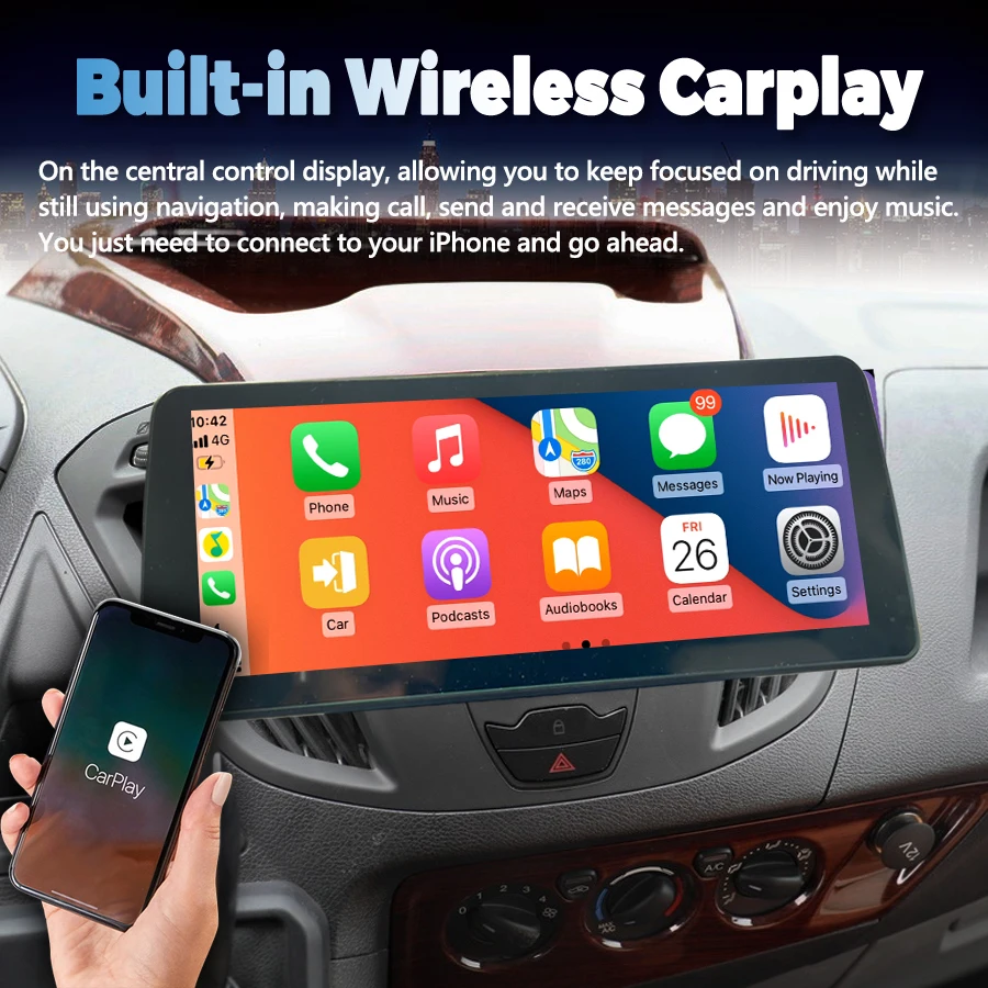 12,3-дюймовое автомобильное радио 2din с экраном Android Carplay для Ford Transit Custom 2014 2015 Стерео мультимедийный видеоплеер GPS Навигация Изображение 1