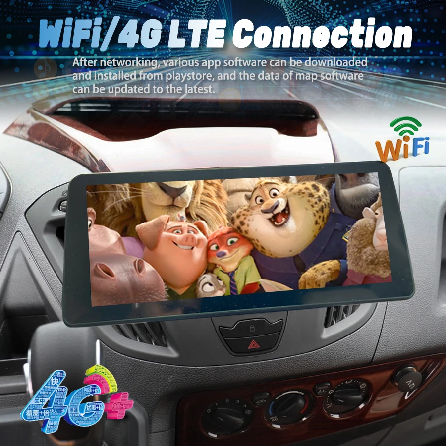 12,3-дюймовое автомобильное радио 2din с экраном Android Carplay для Ford Transit Custom 2014 2015 Стерео мультимедийный видеоплеер GPS Навигация Изображение 3