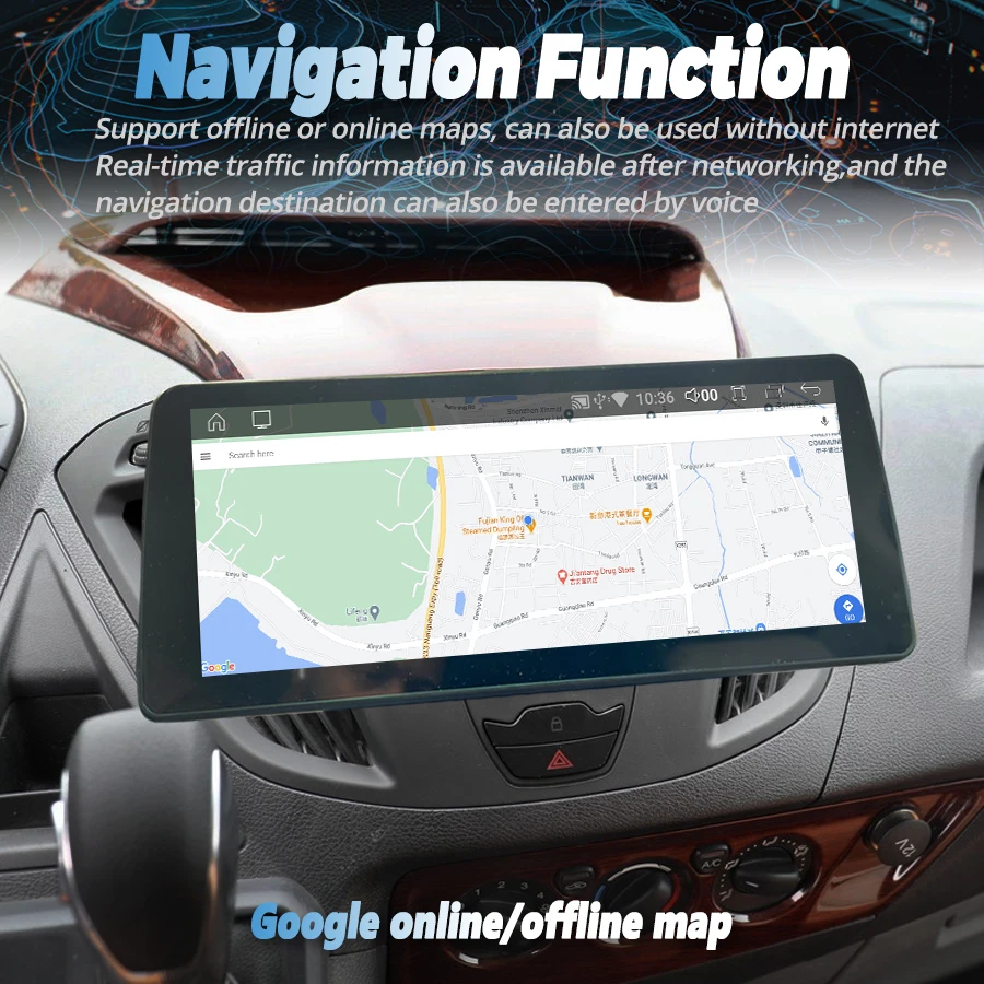 12,3-дюймовое автомобильное радио 2din с экраном Android Carplay для Ford Transit Custom 2014 2015 Стерео мультимедийный видеоплеер GPS Навигация Изображение 5