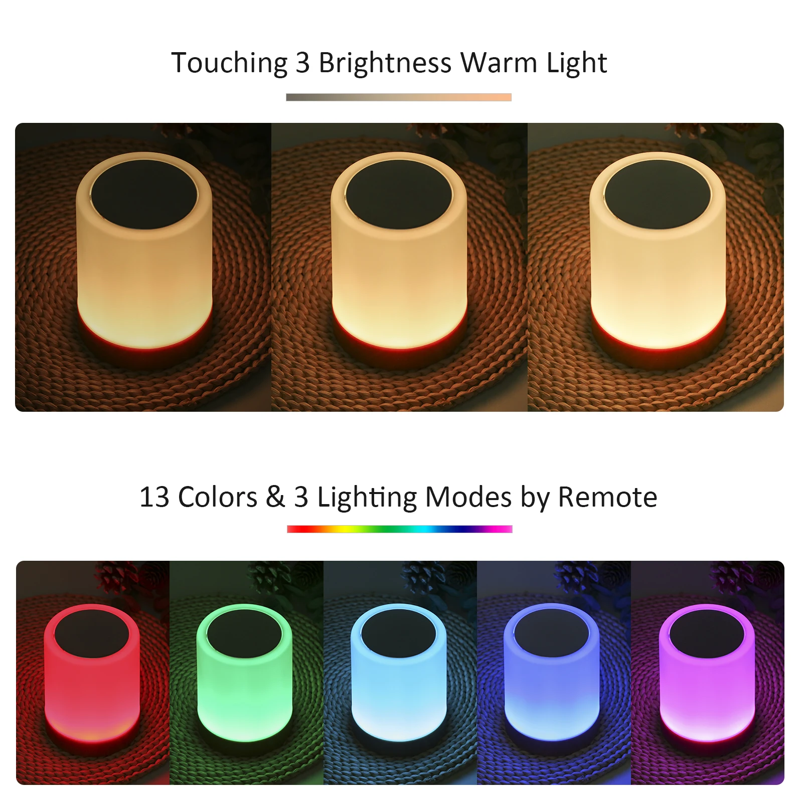 13 Цветов ночника Прикроватный светильник с сенсорным управлением с дистанционным управлением от USB, перезаряжаемая настольная лампа с регулируемой яркостью для гостиной, спальни, офиса Изображение 1