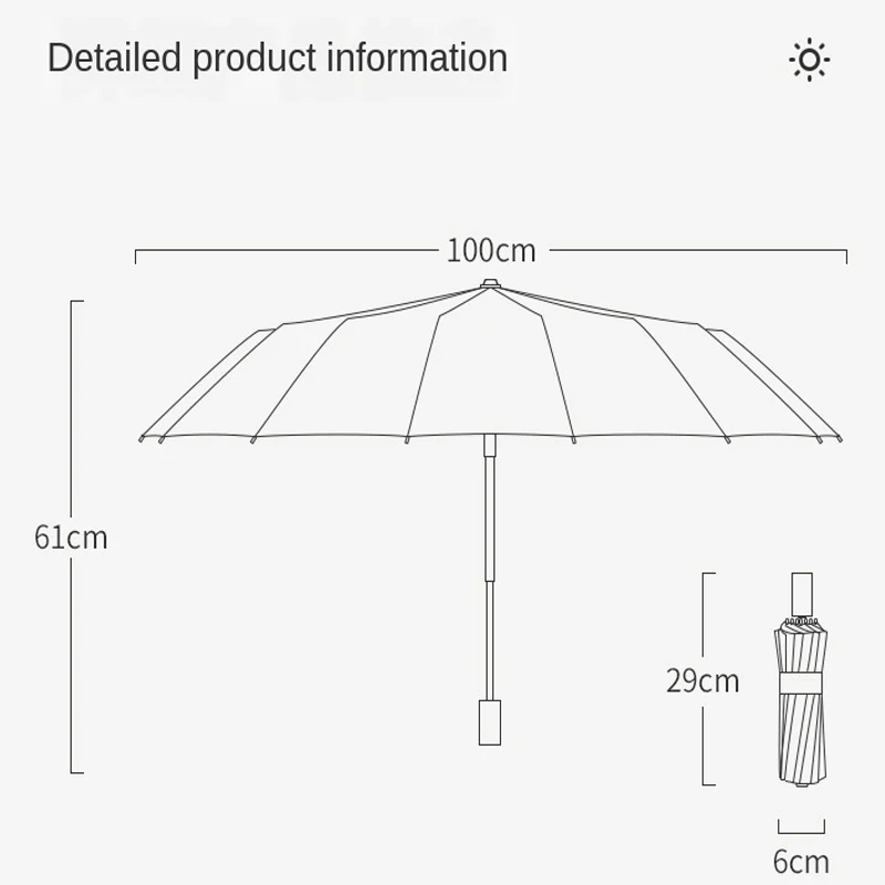 16-кратный Ветрозащитный Женский зонт от дождя Мода Ретро Деревянная ручка Сплошной цвет Большой Размер Деловой Мужской Качественный Прочный Зонт Изображение 5