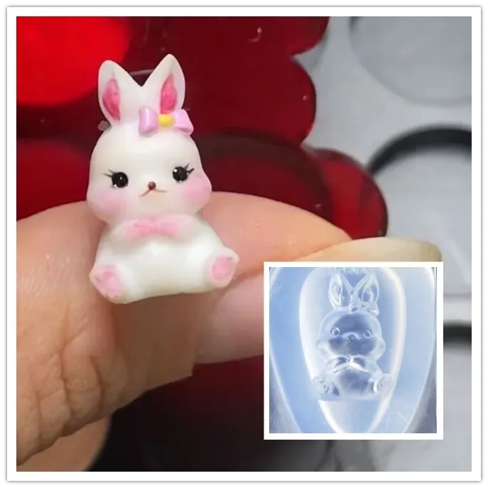 1шт 3D акриловая форма Милый кролик Украшения для ногтей Дизайн ногтей DIY Силиконовые шаблоны для ногтей Форма для ногтей Изображение 1