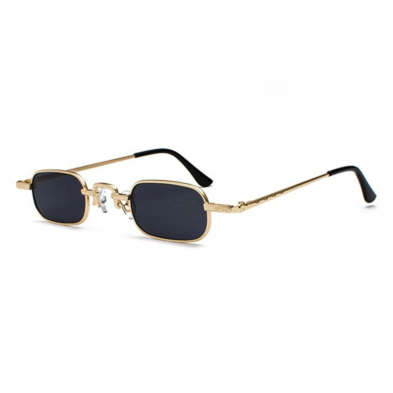 2 предмета Ретро-панк-очков, прозрачные квадратные солнцезащитные очки, женские ретро-солнцезащитные очки, мужские, металлическая оправа, черный серый + золотой и красный Изображение 4