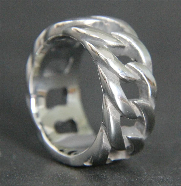 2017 Крутое кольцо в стиле цепочки из нержавеющей стали Мужская женская мода байкерские цепи Кольцо Изображение 2
