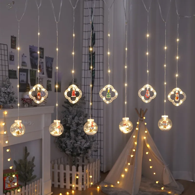 2023 Navidad Festoon LED Fairy Curtain Light Струнные Рождественские Огни для Домашнего Окна Новогодняя Вечеринка Украшение Комнаты EU Plug 220V Изображение 1