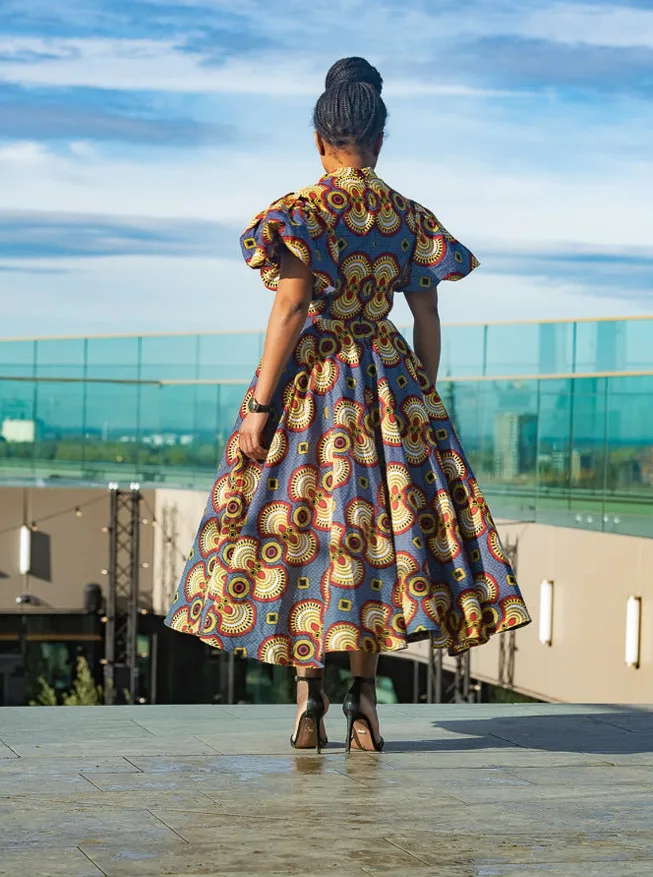 2023 Африканские платья для женщин Летняя мода Африканское Длинное платье с принтом из полиэстера с коротким рукавом, платье Макси с принтом в Африканском стиле Изображение 3