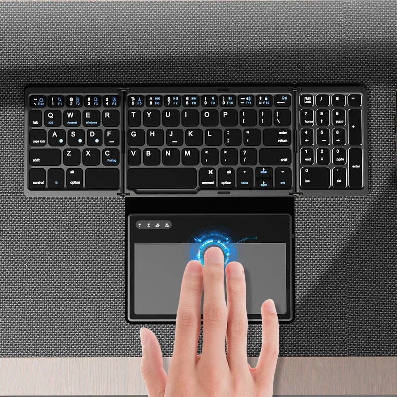 2023 Беспроводная Bluetooth-совместимая Клавиатура для Apple iPad Samsung Xiaomi Huawei Keyboard Touchpad Складная Портативная Teclado Изображение 2