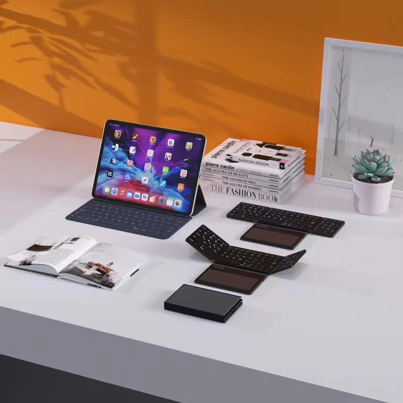 2023 Беспроводная Bluetooth-совместимая Клавиатура для Apple iPad Samsung Xiaomi Huawei Keyboard Touchpad Складная Портативная Teclado Изображение 3