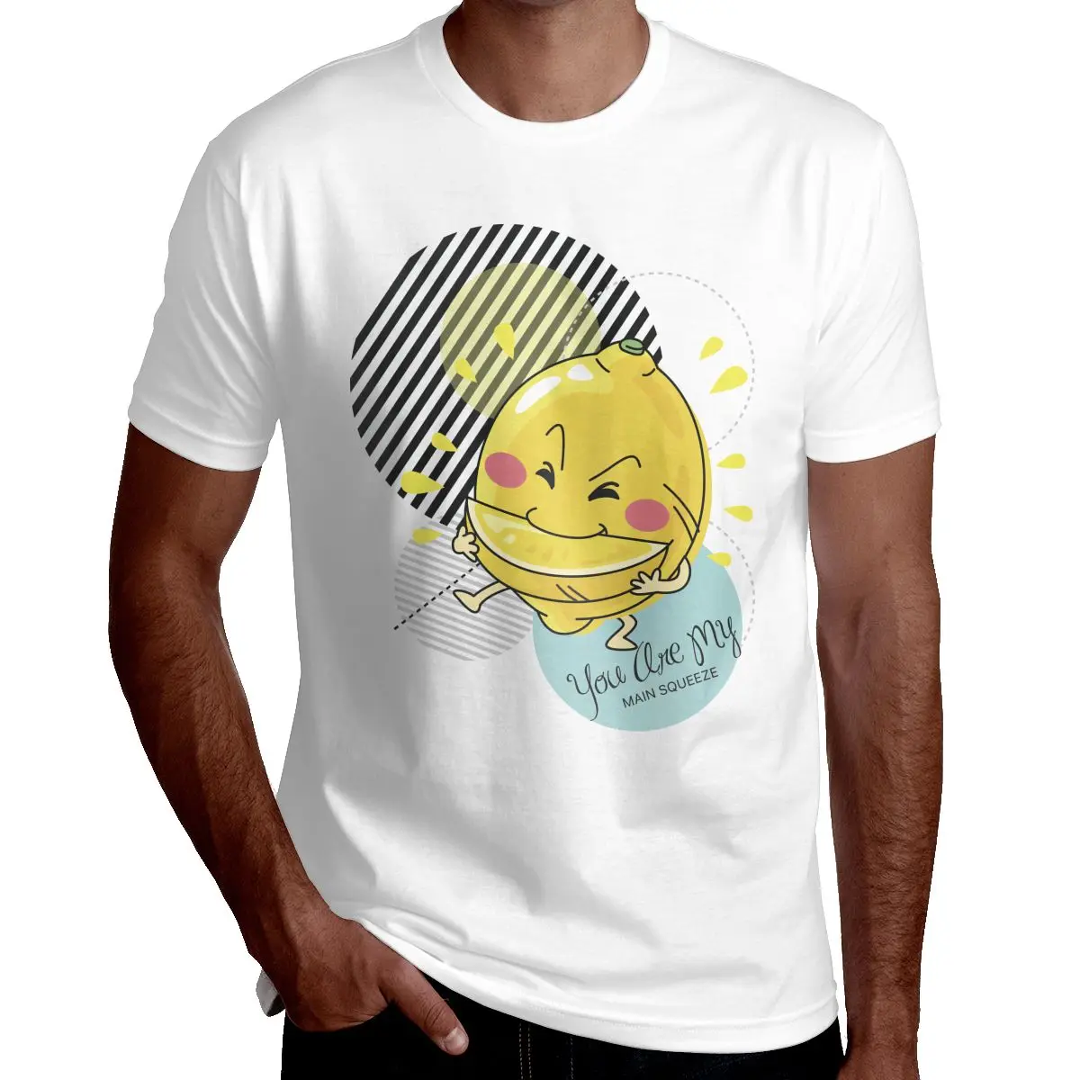 2023 Хлопковая летняя футболка для мужчин You're My Main Squeeze Lemon Juice Hug, модный топ с коротким рукавом, микроэластичный повседневный тренд Изображение 0