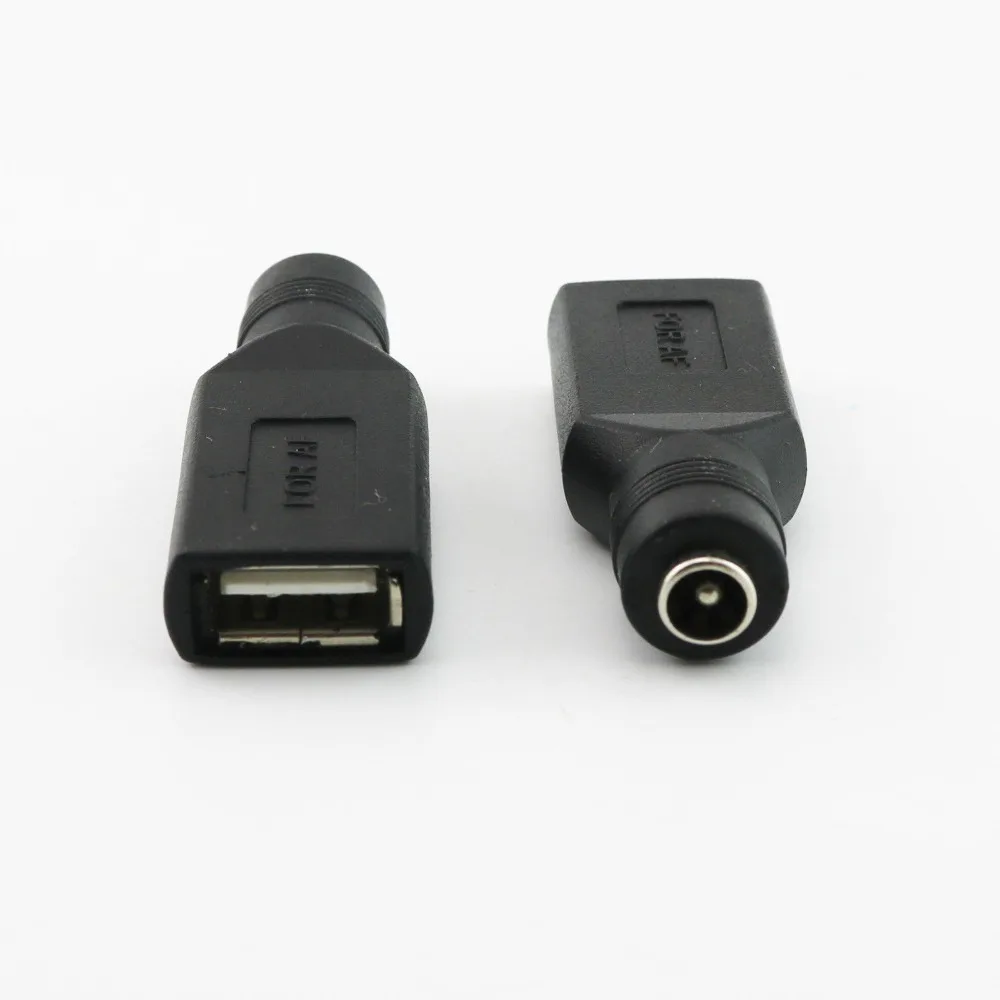 20x Разъем USB от 2.0 A до 5.5 мм x 2.1 мм Разъем адаптера преобразователя питания постоянного тока для зарядного устройства Прямой черный Изображение 0