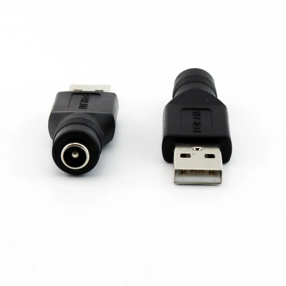 20x Разъем USB от 2.0 A до 5.5 мм x 2.1 мм Разъем адаптера преобразователя питания постоянного тока для зарядного устройства Прямой черный Изображение 1