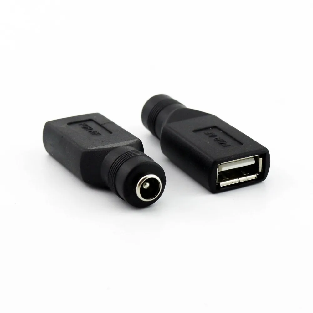 20x Разъем USB от 2.0 A до 5.5 мм x 2.1 мм Разъем адаптера преобразователя питания постоянного тока для зарядного устройства Прямой черный Изображение 2