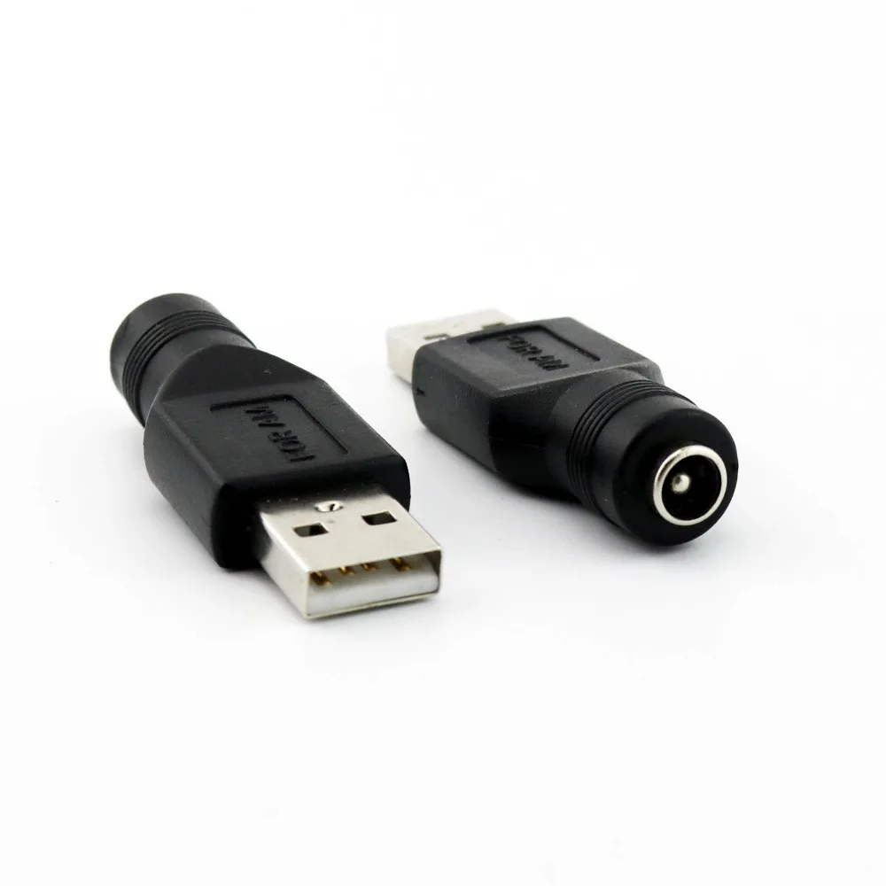 20x Разъем USB от 2.0 A до 5.5 мм x 2.1 мм Разъем адаптера преобразователя питания постоянного тока для зарядного устройства Прямой черный Изображение 3
