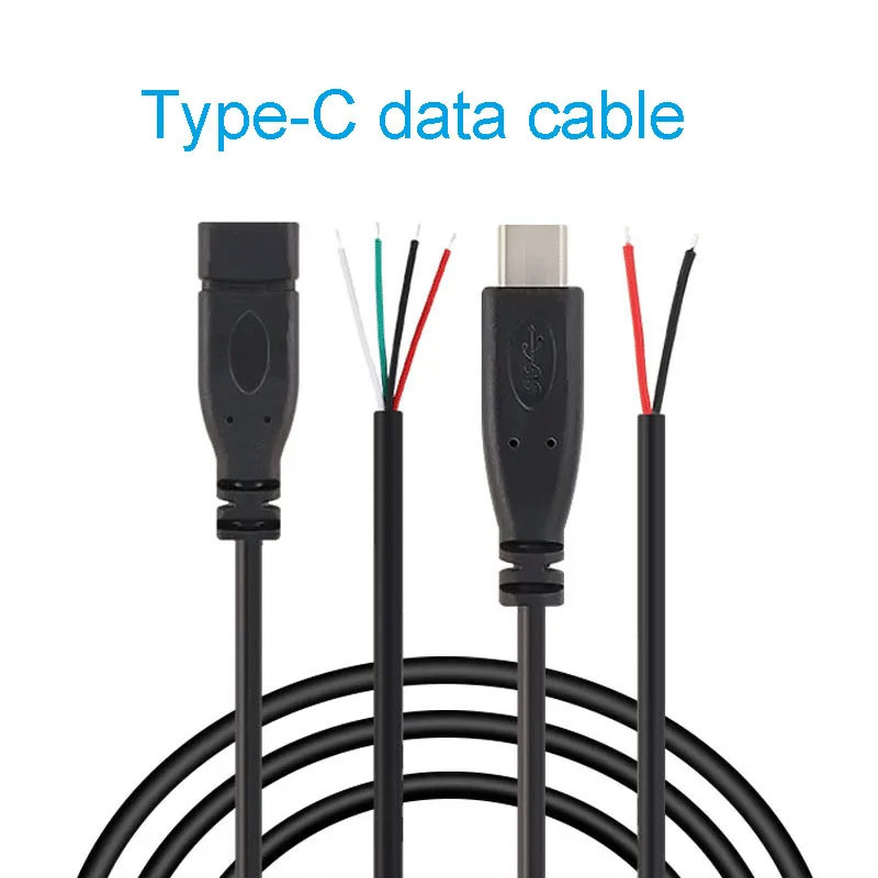 2Pin 4Pin Тип C мужской / женский с открытым концом 2-жильный 4-жильный USB-кабель для быстрой зарядки данных Изображение 1