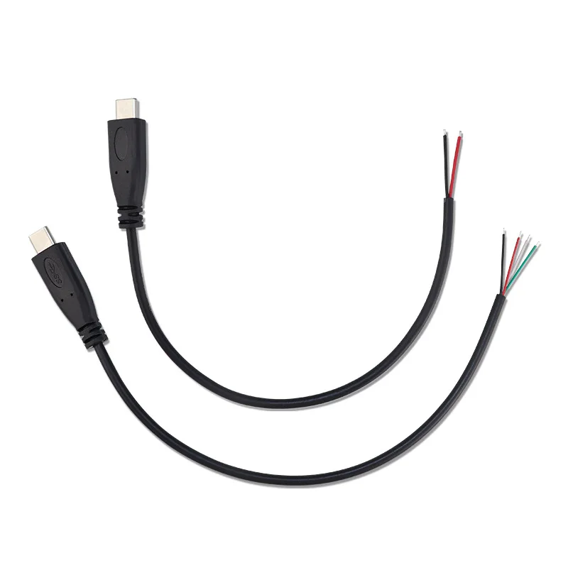 2Pin 4Pin Тип C мужской / женский с открытым концом 2-жильный 4-жильный USB-кабель для быстрой зарядки данных Изображение 5