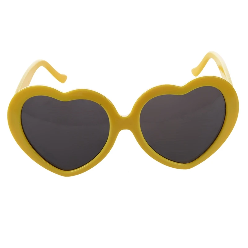 2X Модные солнцезащитные очки в форме сердца с забавной летней любовью желтого цвета Изображение 1