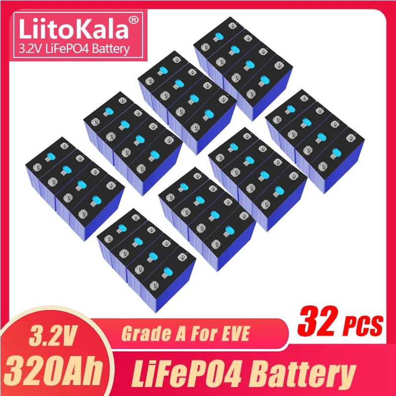 32ШТ Аккумулятор Lifepo4 3.2V 320AH LFP Cells Класса A 12V 24V 48V Аккумуляторная Батарея Глубоких Циклов С Шинами для Гольф-Кара Изображение 0