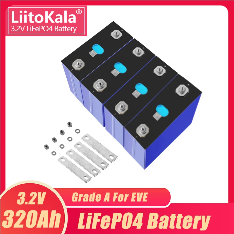 32ШТ Аккумулятор Lifepo4 3.2V 320AH LFP Cells Класса A 12V 24V 48V Аккумуляторная Батарея Глубоких Циклов С Шинами для Гольф-Кара Изображение 1