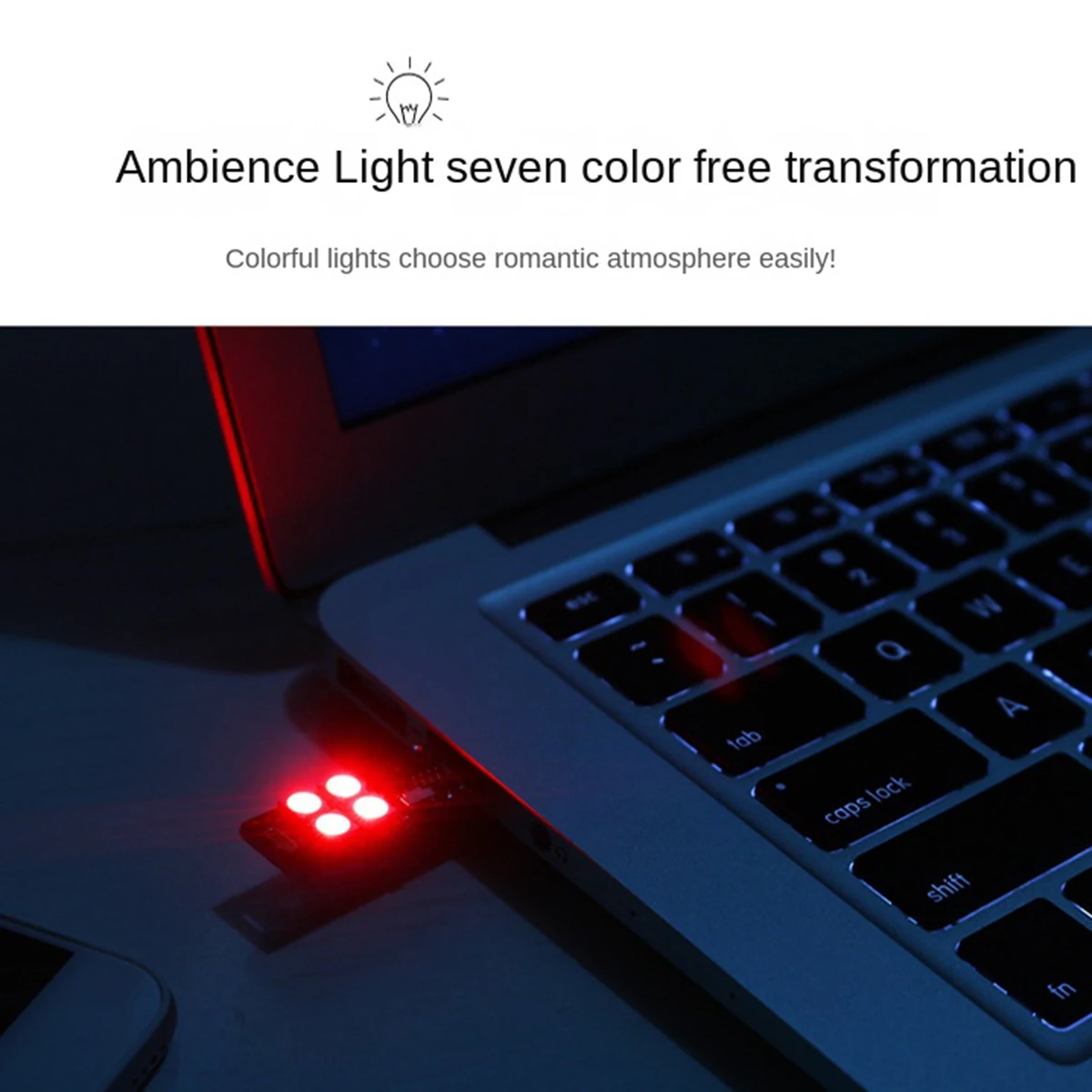 4ШТ USB-светильник для мобильного питания, красочный атмосферный светильник, 4LED кнопочный переключатель, умный ночник Изображение 4