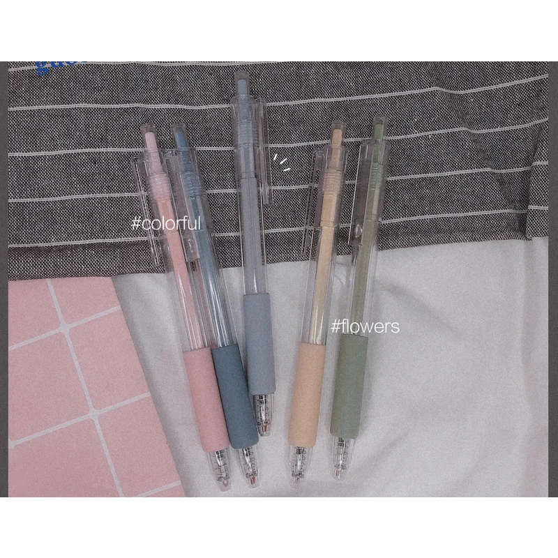 5 шт. Простая прозрачная нейтральная ручка 0,5 мм, Цветная ручка Morandi, держатель для ручек с черными чернилами, заправка для ручек, канцелярские принадлежности для студентов Изображение 3