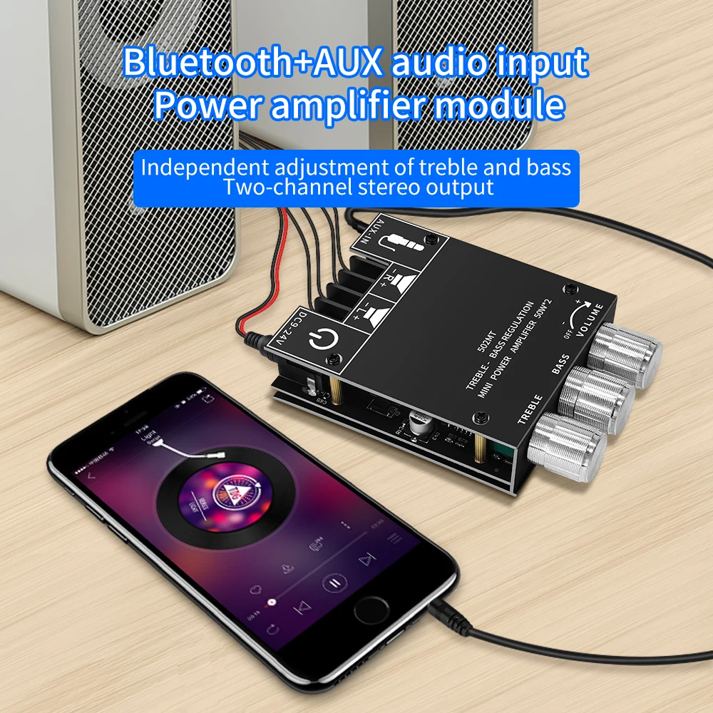 50Wx2 Bluetooth 5.0 Беспроводной аудио Цифровой усилитель мощности Стерео плата Bluetooth Amp Amplificador использование телефона Изображение 5