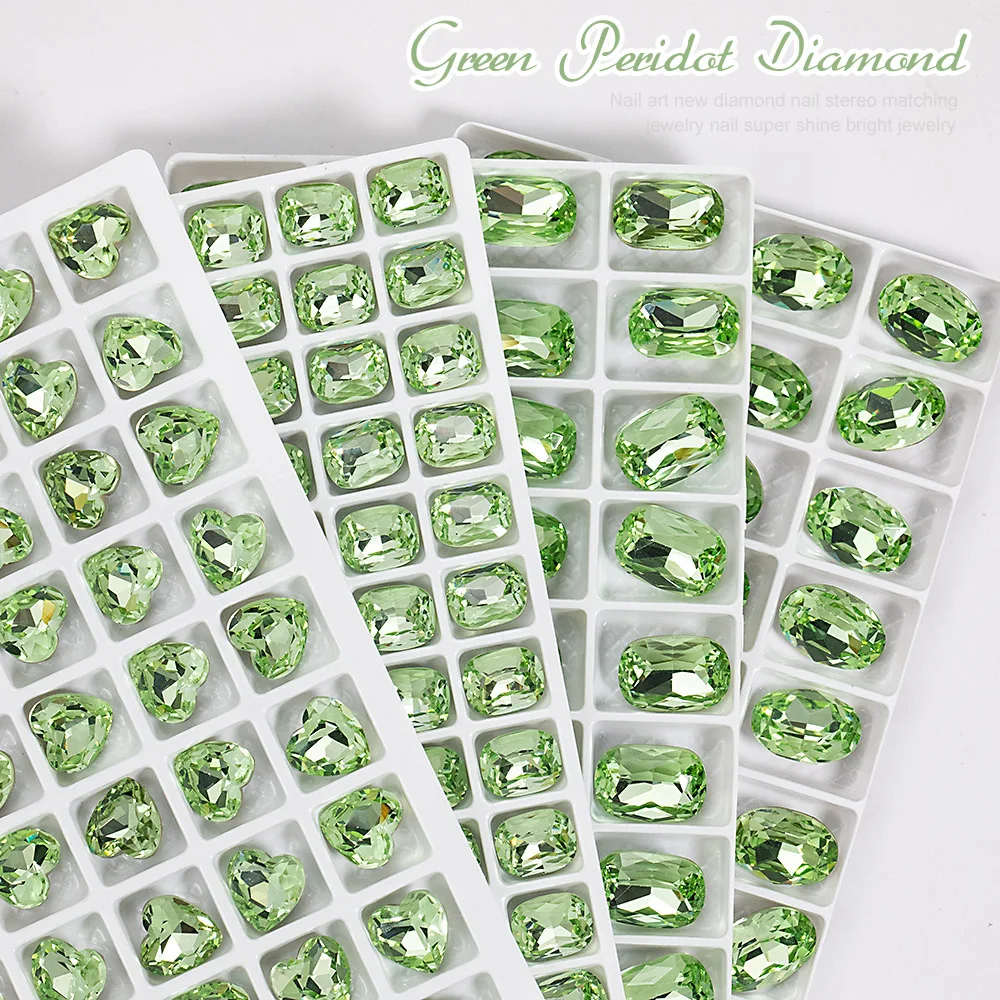 5шт высококачественных водяных бриллиантов Зеленая серия Кристалл Алмаза для ногтей Горный хрусталь 3D Без исправлений Украшение для ногтей DIY Инструмент Изображение 0