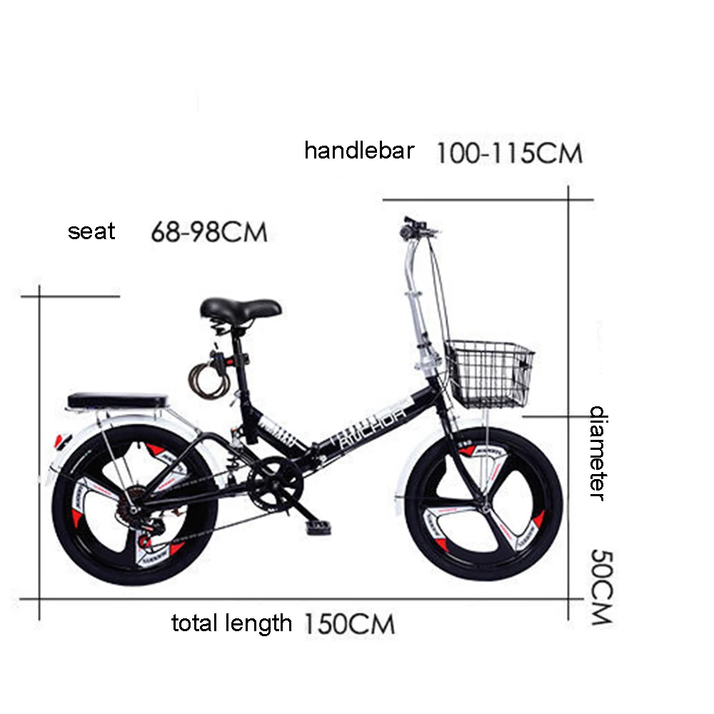 7-скоростной 20-дюймовый складной велосипед с V-образным тормозом на передних и задних колесах среднего диапазона, удобный, легкий и портативный Для взрослых, мальчиков и девочек Изображение 1
